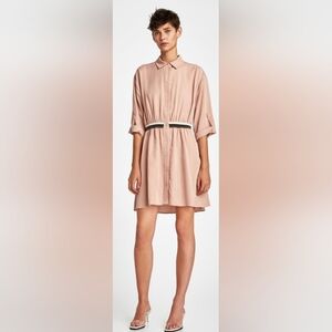 Zara Blush Pink Button Down Mini Shirt Dress Women's Size Small NWOT